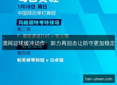 澳网迎球缓冲动作:卸力再回击让防守更加稳定 澳网迎球缓冲动作:卸力再回击让防守更加稳定